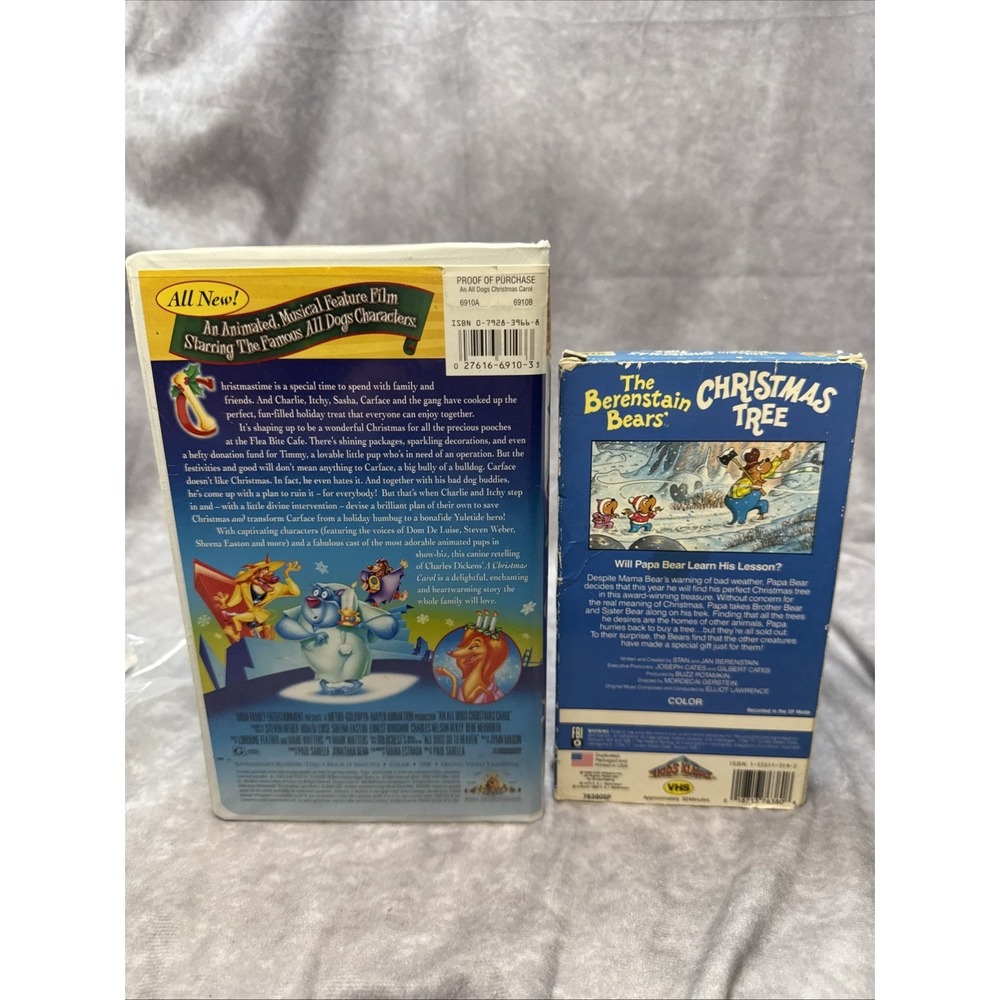An All Dogs Christmas Carol 1998 & The Berenstain Bears Christmas Tree 1989 VHS - Picture 2 of 15